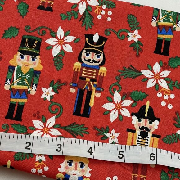 FQ Bundle 4 PC Xmas Nutcracker Fat Quarter Holiday North Pole Toys Poinsettias - Picture 4 of 5
